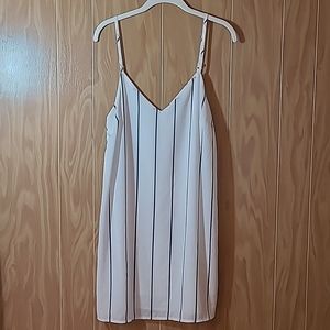 Cotton on striped dress. White/grey-blue. XS